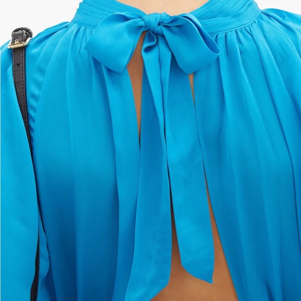 Rhode Mai Gathered Open-Back Crepe Midi Dress. Retail price: $435. XS size. - Picture 3 of 16